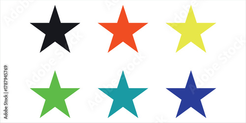 Colorful stars arranged playfully on white background, adding a vibrant touch to any project with bold icons and positive vibes