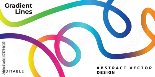 Dynamic flowing gradient lines create a vibrant modern abstract design perfect for branding, backgrounds, and creative projects, bringing energy and color to any visual concept with editable flexibili