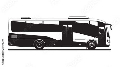 Sleek modern bus silhouette ready for passenger transport, showcasing clean lines and a contemporary design perfect for travel and urban mobility concepts.