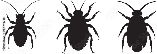 Cockroach Silhouette Collection — Black Vector Set of Insect Icons for Pest Control and Biology Design