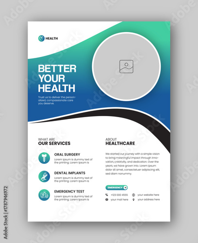 Medical Healthcare Flyer Design Template Or Brochure Cover Design Template