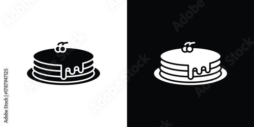 pancakes icon in solid silhouette set. Vector Illustration.