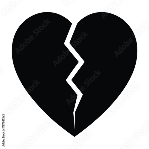 Broken heart isolated on white background symbolizes sadness, loss, and emotional distress in relationships