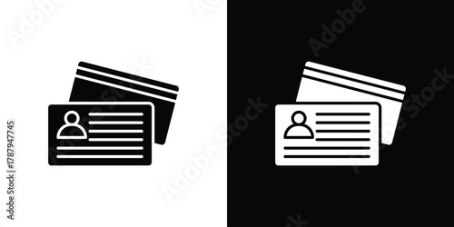 Personal documents icon in solid silhouette set. Vector Illustration.