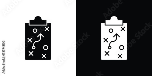 Planning icon in solid silhouette set. Vector Illustration.