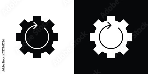 Recovery gear icon in solid silhouette set. Vector Illustration.