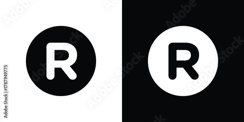 Registered trademark icon in solid silhouette set. Vector Illustration.