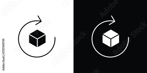 Return purchase icon in solid silhouette set. Vector Illustration.