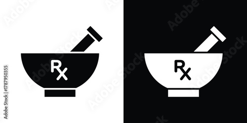 RX icon in solid silhouette set. Vector Illustration.