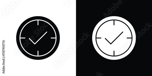 Save time icon in solid silhouette set. Vector Illustration.