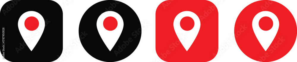 Fototapeta premium Location map pin icons set. location pin icon symbol sign on transparent background. GPS location symbol. Flat style vector