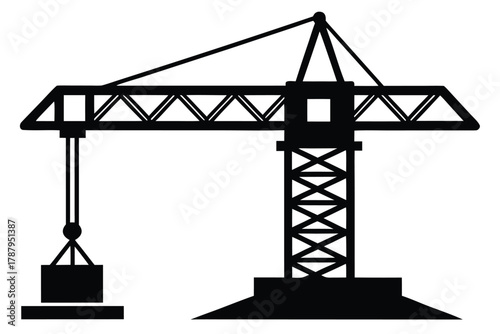 tower crane vector icon silhouette
