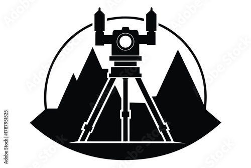 total station vector icon silhouette
