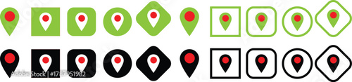 Location map pin icons set. location pin icon symbol sign on transparent background. GPS location symbol. Flat style vector
