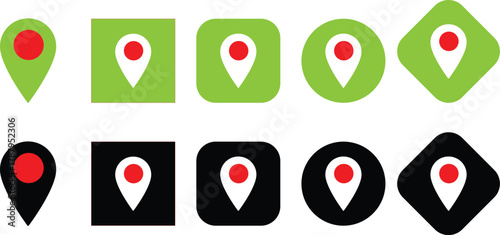 Location map pin icons set. location pin icon symbol sign on transparent background. GPS location symbol. Flat style vector
