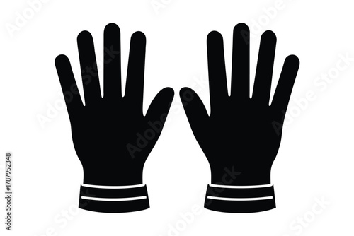 safety gloves vector icon silhouette with 5 finger