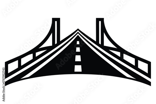road bridge design vector icon silhouette