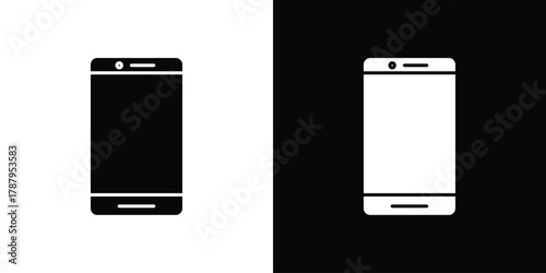 Smartphone icon in solid silhouette set. Vector Illustration.