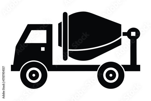 concrete mixer vector icon silhouette