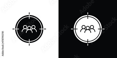 Target audience icon in solid silhouette set. Vector Illustration.