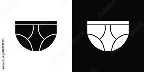 Underpants icon in solid silhouette set. Vector Illustration.