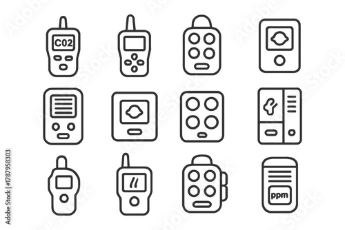 Collection of handheld gas detectors and monitoring devices.