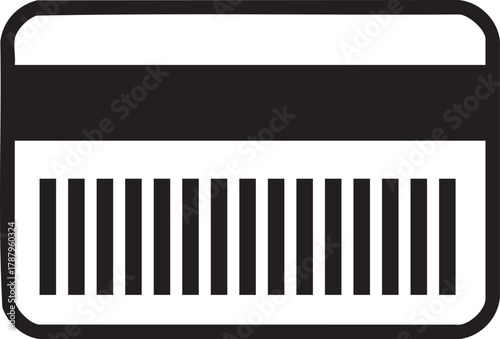Credit card icon with magnetic stripe isolated on transparent background