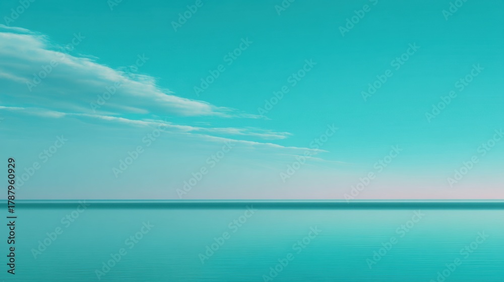 Fototapeta premium Serene turquoise seascape with gentle clouds and a calm horizon creating a tranquil and peaceful atmosphere for relaxation and inspiration