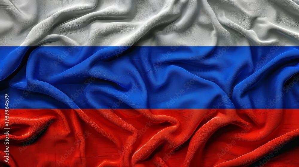 Obraz premium Realistic fabric representation of the russian flag for independence day celebrations