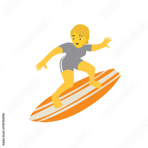 surfer surfing beach surfboard person non-binary water sports board ocean sea emoji symbol sign icon vector illustration isolated flat surf