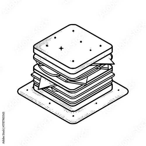 Isometric cracker sandwich, a tasty snack icon
