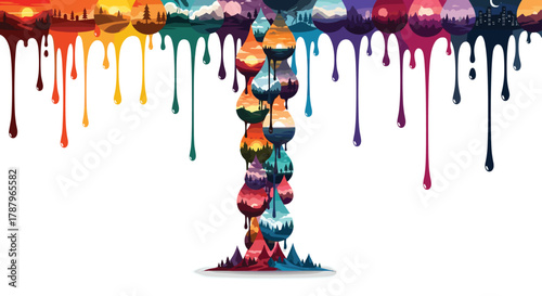 Colorful Light Bulbs Dripping Paint Idea Concept, Generative AI.