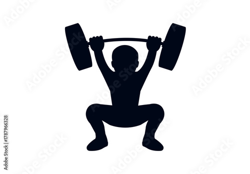 A person lifting a barbell loaded with weights above their head gym man men male emoji symbol sign icon vector illustration isolated flat strong