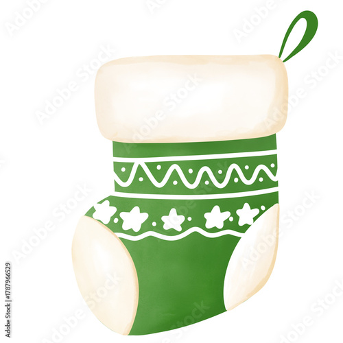 Green Christmas Stocking Illustration