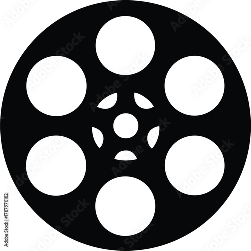 Movie film reel silhouette vector graphic