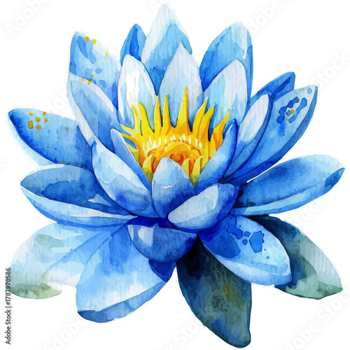 Beautiful Watercolor design, flat floating water lily paintings isolated on a white background, illustration, AI painting design, vector set, eps format 2d design