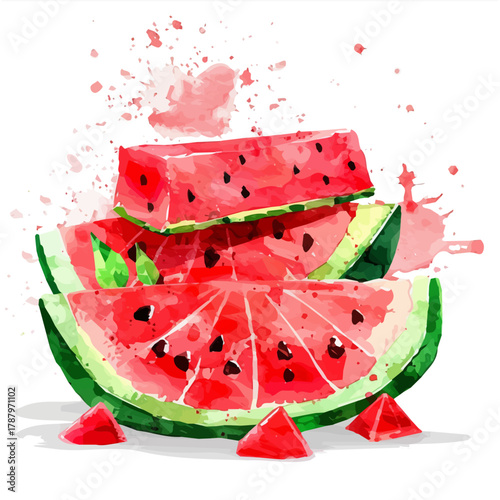 Beautiful Watercolor design, flat sliced achacha fruit paintings isolated on a white background, illustration, AI painting design, vector set, eps format 2d design