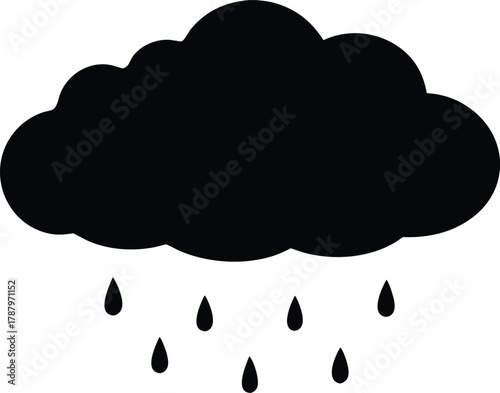 Rainy weather icon vector silhouette