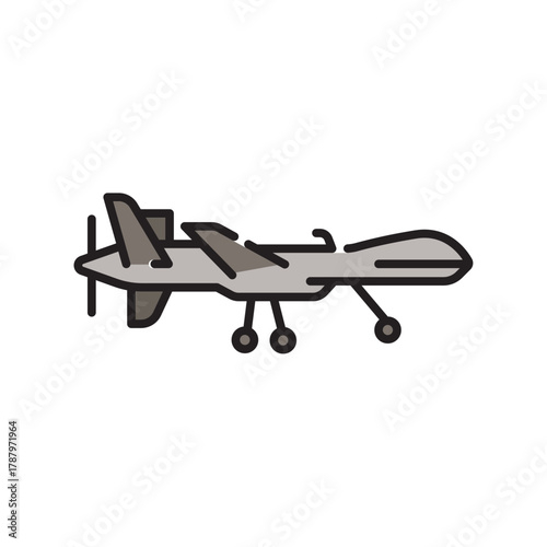 unmanned aerial vehicle black line icon. Vector isolated element
