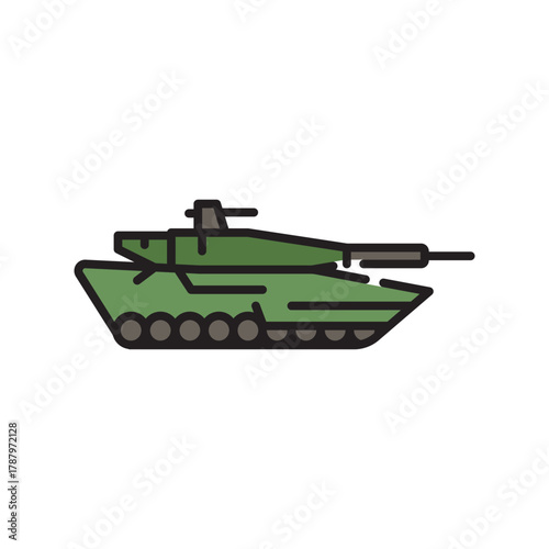 main battle tank color flat icon. Vector isolated element
