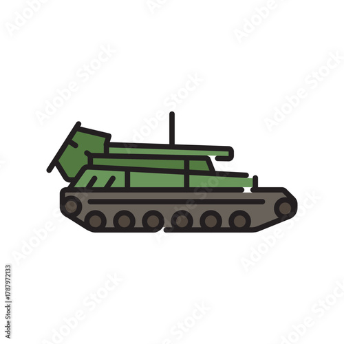 mortar system color flat icon. Vector isolated element