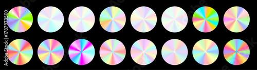 Futuristic holographic swatch pack with glowing gradient colors. Iridescent shimmer swatch flows smoothly, forming elegant holographic effects.