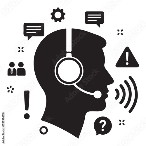 Customers support icon vector silhouette