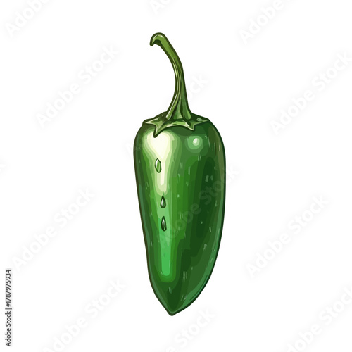 Beautiful Watercolor design, simple flat jalapeno paintings isolated on a white background, illustration, AI painting design, vector set, eps format 2d design painting