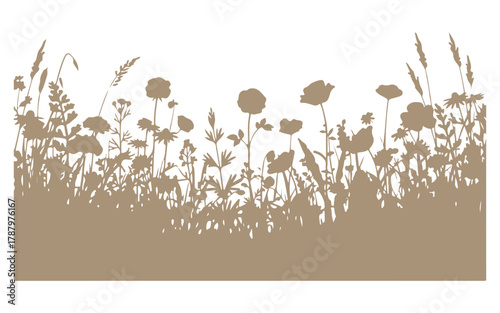 Collection of silhouette flowers and leaves