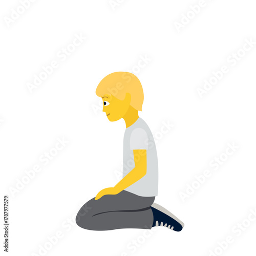 person kneeling kneel yoga pray sitting on knees emoji symbol sign icon vector illustration isolated flat