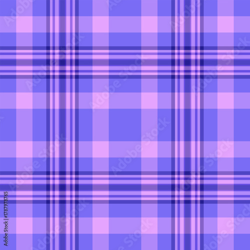 Advertising seamless fabric pattern, close-up tartan background vector. Knot plaid textile check texture in violet and indigo colors.