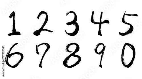 筆文字で描かれた数字「0〜9」全10種セット ― 和の雰囲気を活かした書風デザイン素材コレクション