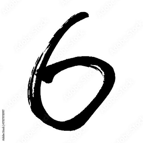 美しい筆文字の数字「6」イラスト ― 和の雰囲気を引き立てる素材デザイン