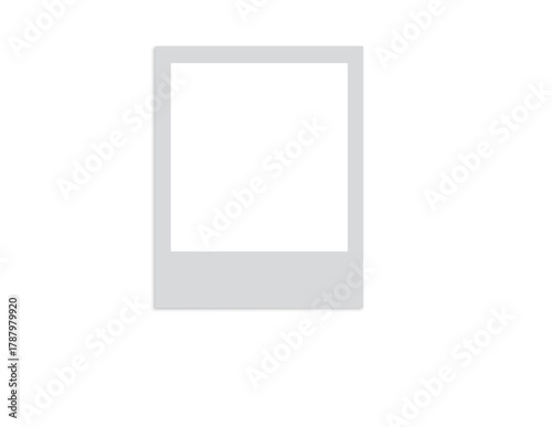 Blank photo frame, vintage postcard photo mockup with highlighted shadow PNG overlay background